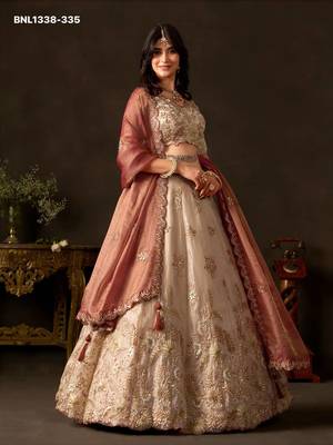 Ivory Zari Embroidered Silk Blend Wedding Lehenga Choli 4