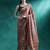 Red printed & embroidered chinon digital print saree with blouse