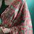 Red printed & embroidered chinon digital print saree with blouse