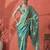 Blue satin checked digital printed saree ready to wear saree