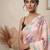 Pink women pink ocean themed printed pre draped saree