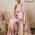 Pink women pink ocean themed printed pre draped saree