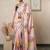 Pink women pink ocean themed printed pre draped saree