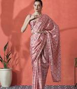 Peach ready to wear checked digital printed saree