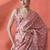 Peach ready to wear checked digital printed saree