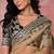 Beige georgeous  women embellished shimmer look organza saree with blouse piece