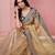 Beige georgeous  women embellished shimmer look organza saree with blouse piece