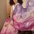 Purple ombre embroidered sarees with scallop border tassels & blouse piece