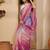 Purple ombre embroidered sarees with scallop border tassels & blouse piece