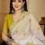 White embroidered chiffon saree