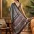 Black printed ajrakh saree with blouse piece