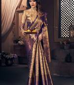 Purple zari art silk designer dharmavaram saree