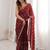 Maroon embellished zari tissue heavy work saree
