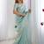 Green tissue silk sequence embroideried border blouse piece & sarees