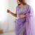 Purple tissue silk sequence embroideried border blouse piece & sarees