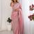 Pink tissue silk sequence embroideried border blouse piece & sarees