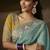 Sky blue zari organza with gotta patti  aari work designer saree