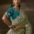 Sage green zari organza with gotta patti  aari work designer saree