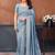 Blue sequence embroidered saree with matching blouse piece