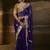 Navy blue zari organza with gotta patti  aari work designer saree