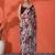Red embellished floral printed digital printed satin saree with blouse piece