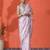White embellished striped printed digital printed satin saree with blouse piece