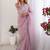 Pink tissue silk sequence embroideried border blouse piece & sarees