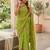 Green shibori printed  cotton saree with blouse piece