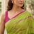 Green shibori printed  cotton saree with blouse piece