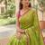 Green shibori printed  cotton saree with blouse piece