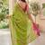 Green shibori printed  cotton saree with blouse piece