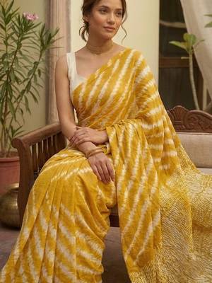 Yellow printed sarees blouse piece 2