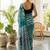 Sea green printed  cotton sarees blouse