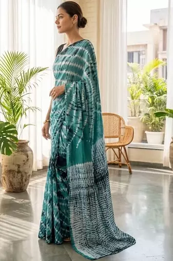 Sea green printed  cotton sarees blouse