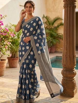 Blue printed bandhani sarees 1