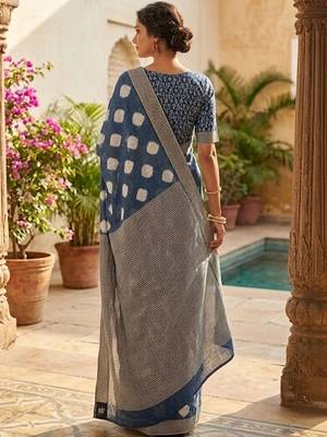 Blue printed bandhani sarees 4