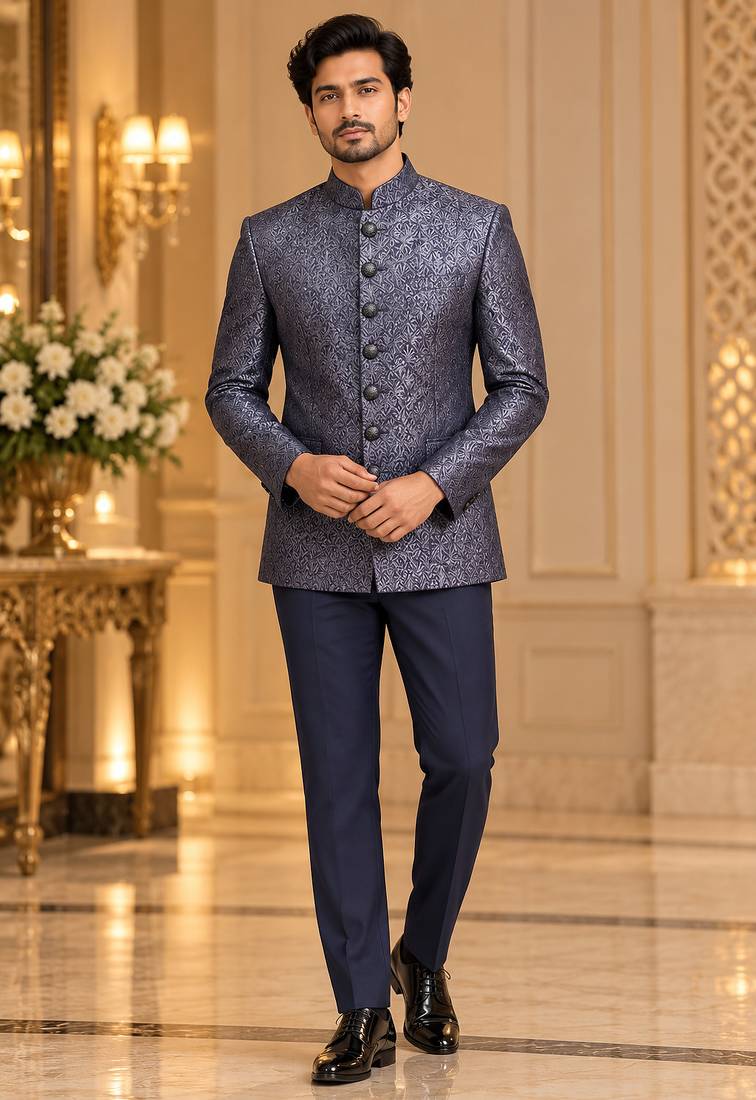 Blue jodhpuri bandhgala ethnic wear