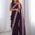 Purple shimmer chiffon sequence embroideried border blouse piece & sarees