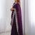 Purple shimmer chiffon sequence embroideried border blouse piece & sarees