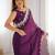 Purple shimmer chiffon sequence embroideried border blouse piece & sarees