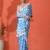 Blue embellished checked printed digital printed satin saree with blouse piece
