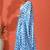 Blue embellished checked printed digital printed satin saree with blouse piece