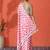 Red embellished floral printed digital printed satin saree with blouse piece