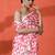 Red embellished floral printed digital printed satin saree with blouse piece