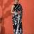 Black embellished abstract printed digital printed satin saree with blouse piece
