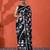 Black embellished abstract printed digital printed satin saree with blouse piece