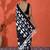 Black embellished abstract printed digital printed satin saree with blouse piece