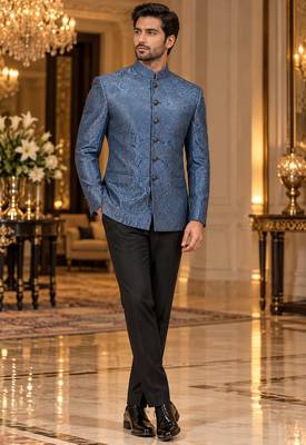 Turquoise jodhpuri bandhgala ethnic wear 1