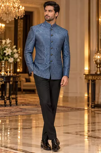 Turquoise jodhpuri bandhgala ethnic wear