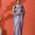 Lavender embellished floral printed digital printed satin saree with blouse piece
